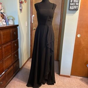 NWOT black chiffon sleeveless formal dress size 6 laces up in back